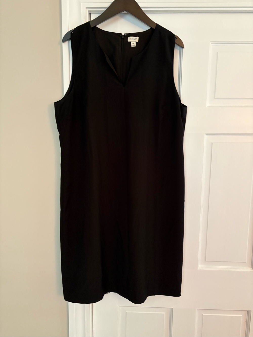J. Crew Black Sleeveless V-Notch Shift Dress